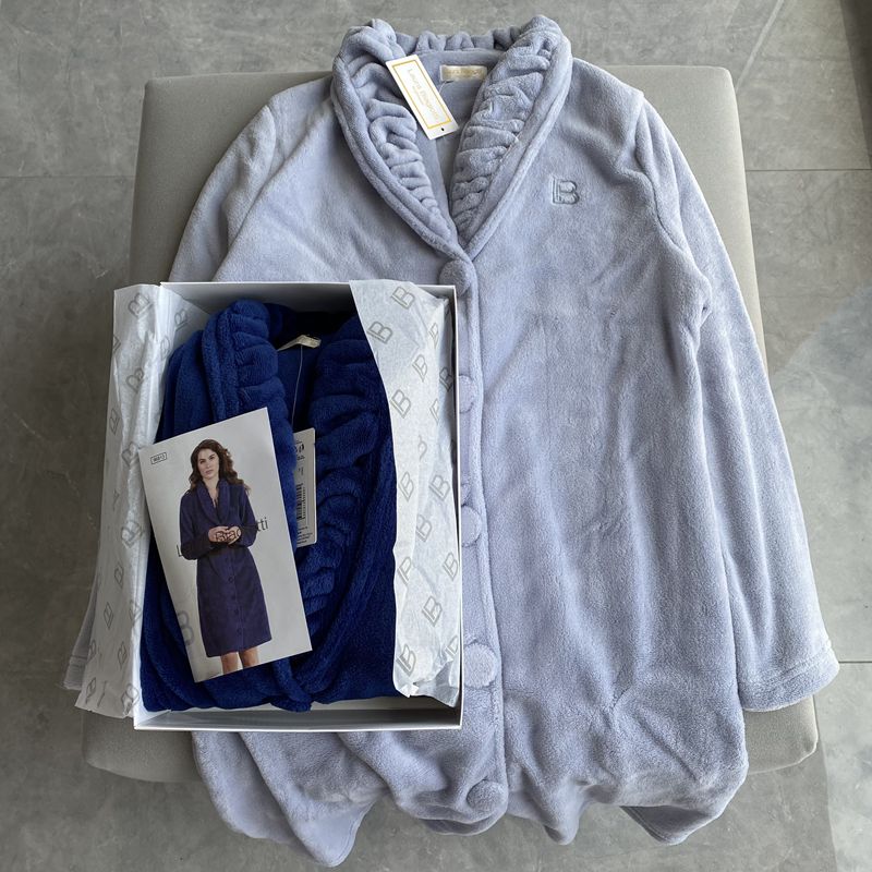 外贸单新款秋冬装女装大童珊瑚绒保暖扣子家居服女士睡衣睡袍浴袍