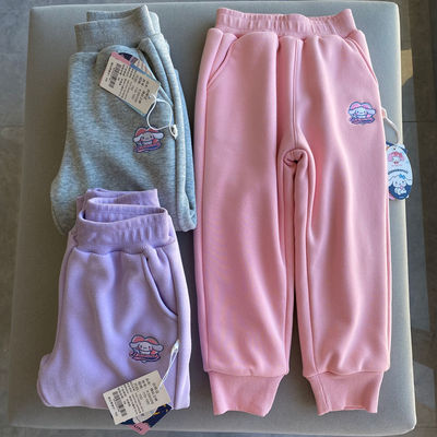 秋冬装男童女童宝宝运动裤休闲裤裤子双层纯棉加绒加厚一体绒长裤