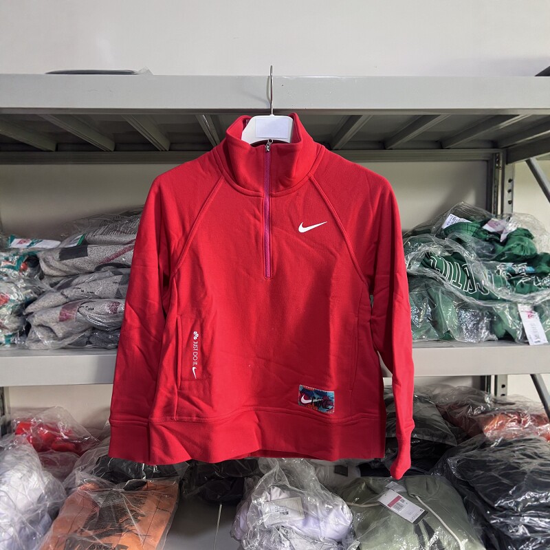 [微瑕]耐克/NIKE 女士半拉链针织毛圈训练卫衣红色FD4070-657