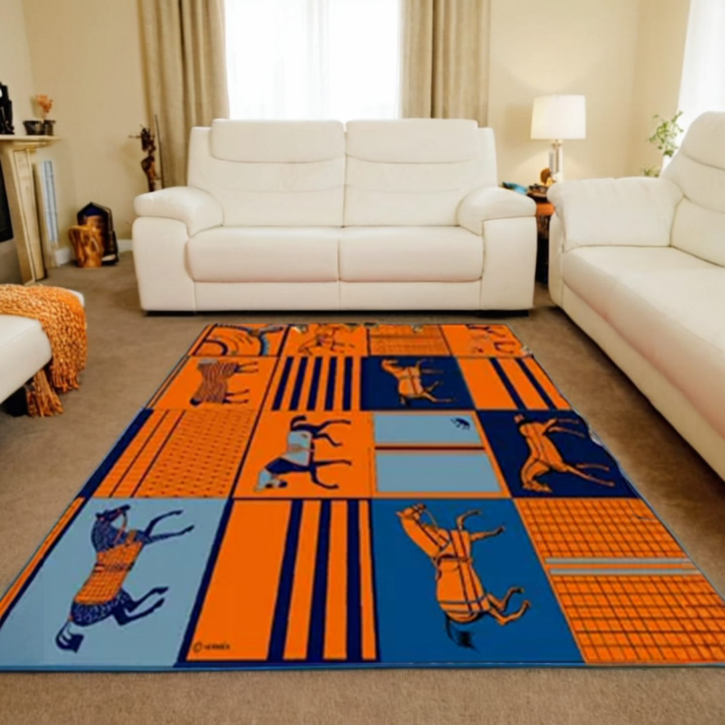 2026新款潮牌大马美式橙色客厅地毯网红家用卧室茶几毯轻奢高端