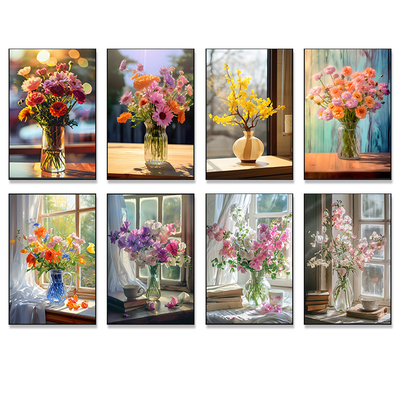 现代简约清新文艺窗台花瓶静物装饰画客厅餐厅入户玄关自粘画贴画,家居饰品,现代装饰画,淘宝优惠券,粉丝福利购,淘宝优惠卷