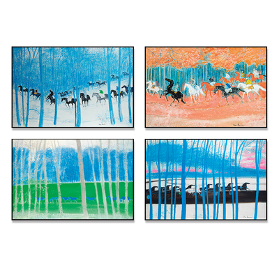 安德烈布拉吉利奔跑的骏马抽象马到成功客厅酒店装饰画画心自粘画