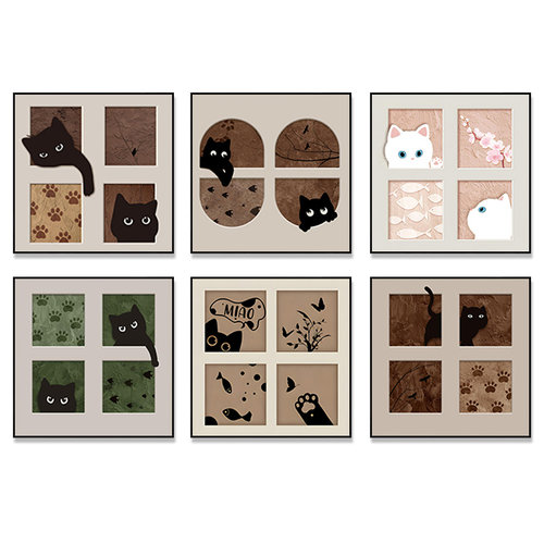 晴天画艺卧室北欧可定制猫咪画心