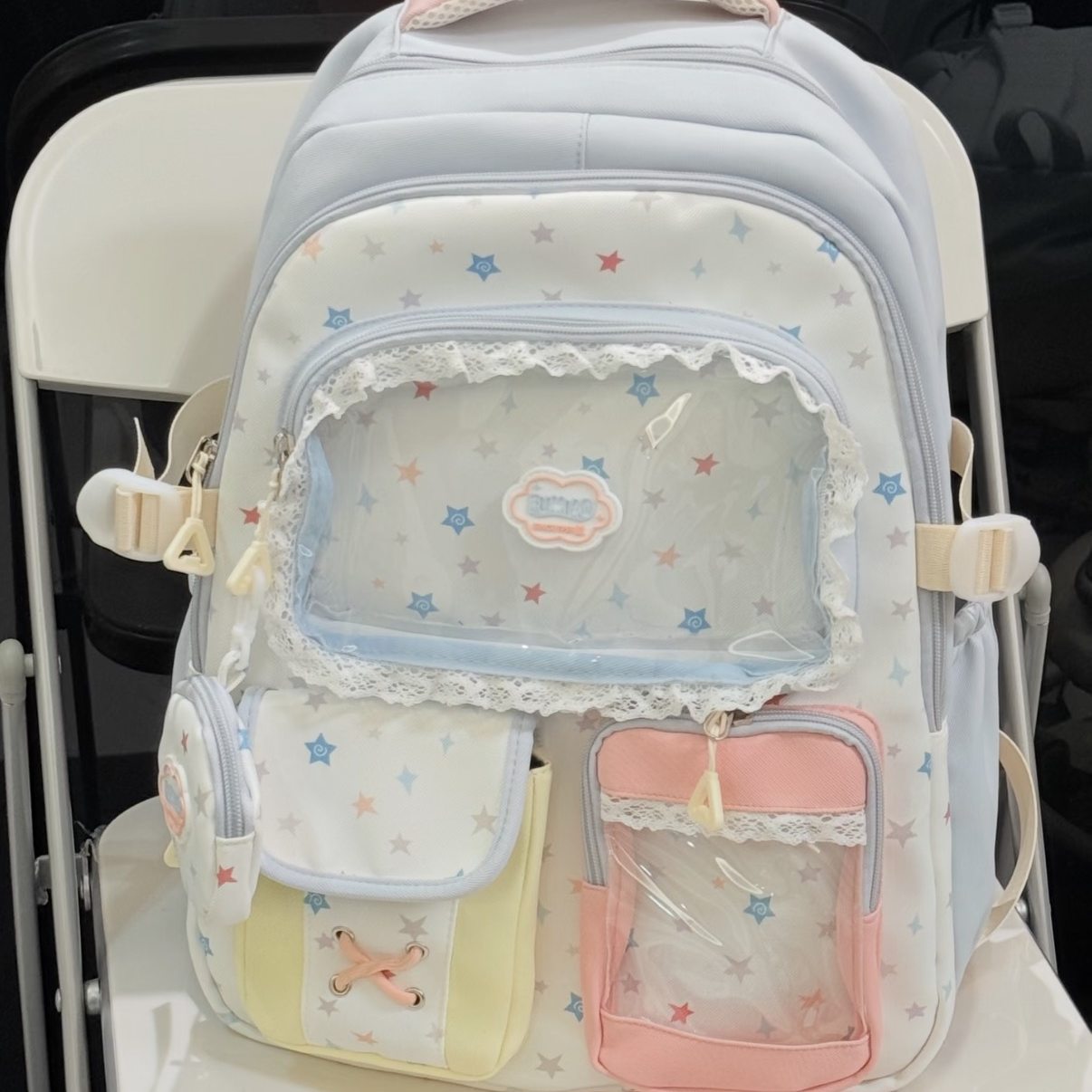 马卡龙色！韩系撞色甜美风书包双肩包少女通勤透明大容量学生背包,箱包皮具/热销女包/男包,双肩背包,淘宝优惠券,粉丝福利购,淘宝优惠卷