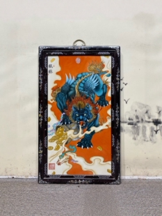 景德镇名家纯手绘精品红木彩绘镶瓷板画粉彩动物招财貔貅陶瓷画