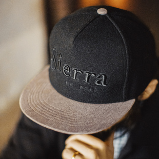 马登工装美式平檐棒球帽黑色毛呢刺绣鸭舌帽子五片嘻哈帽男款秋冬