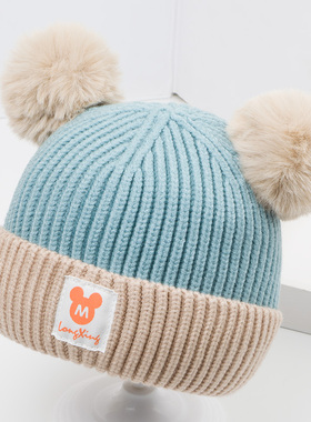 秋冬季儿童帽子宝宝保暖毛线帽 1-2-3岁男女童针织帽可爱婴儿帽子