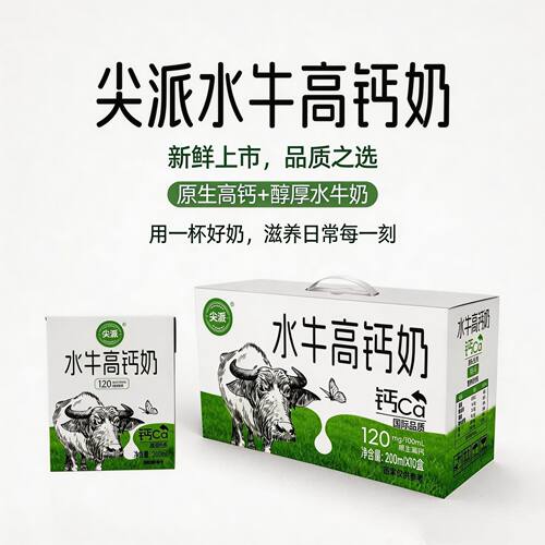 广西横州（尖派）水牛高钙奶200ml*10盒儿童学生老人奶礼盒装