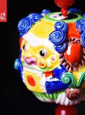 三彩艺车挂手工吉祥瑞兽