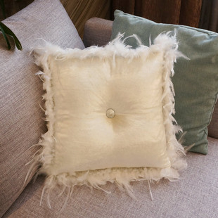羽毛水钻白色纯色 致尚堂 欧式 轻奢抱枕沙发靠枕家居靠垫靠包含芯