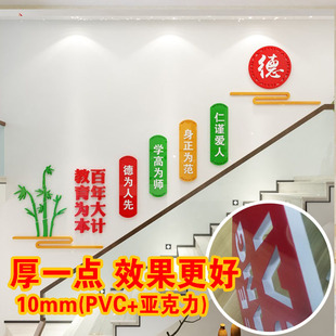 教育为本楼梯师德师风文化墙布置教师规范四有老师标语亚克力立体