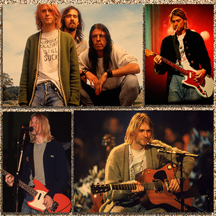 涅槃科特柯本复古海报nirvana 欧美乐队酒吧餐厅音乐室装饰贴墙画