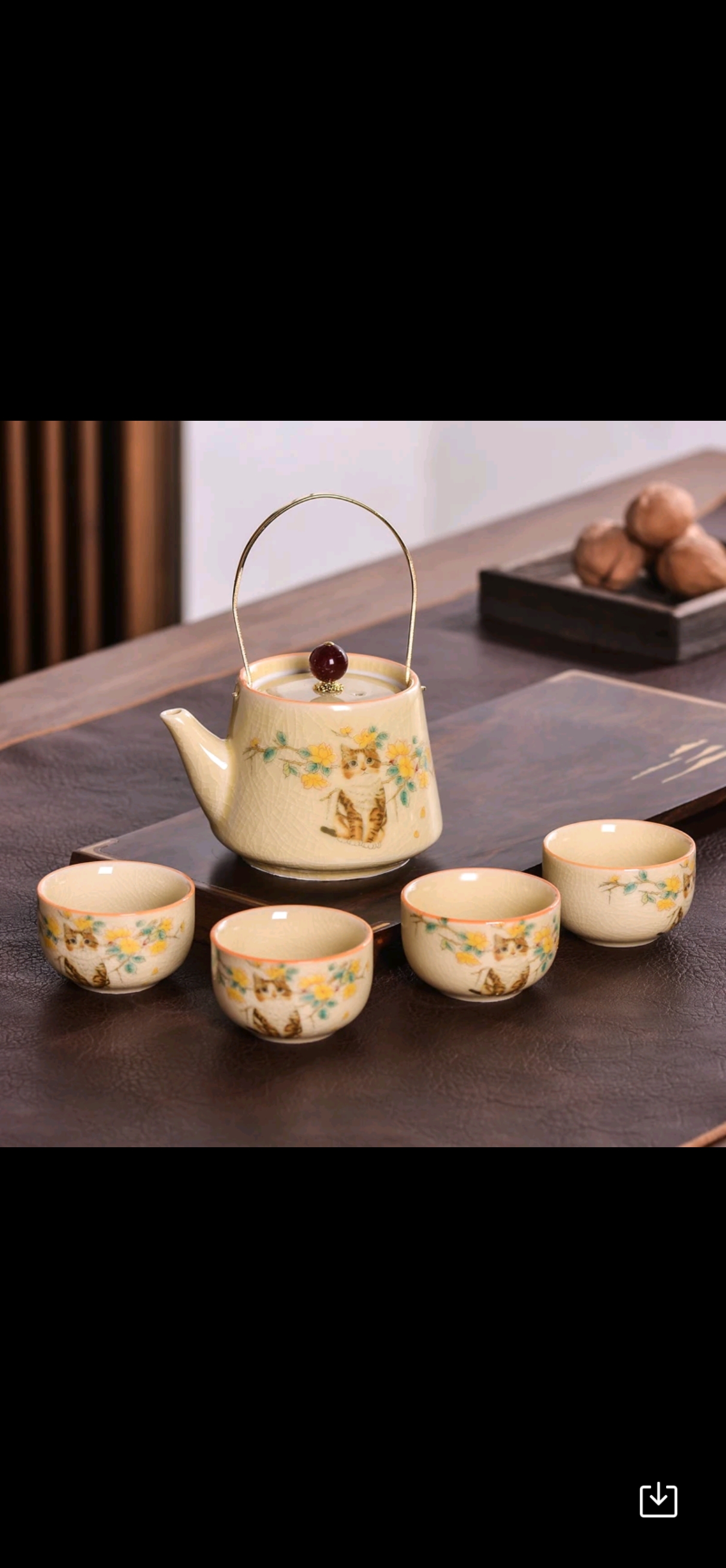 新款猫咪 茶具套装家用2024新款高颜值提梁壶轻奢高档功夫茶具