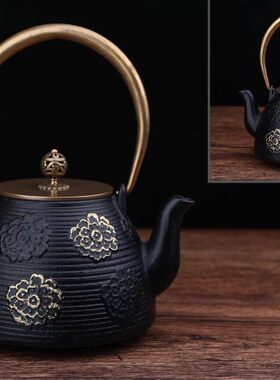 大樱花日本铁壶南部老铁壶进口生铁壶煮茶器烧水提梁壶纯手工茶具