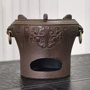 炉铸铁炉煮茶炉碳炉火炉保温炉铁茶炉大号风取暖炉生铁围炉大兽纹