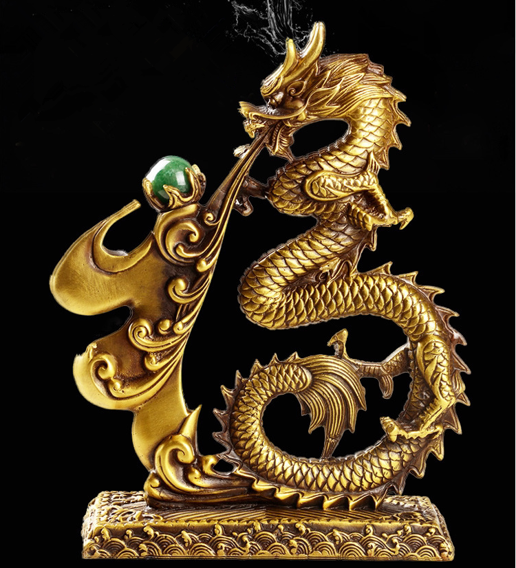 风水纯铜站龙摆件福字龙招财龙吐珠镇宅青龙家居客厅办公装饰摆设