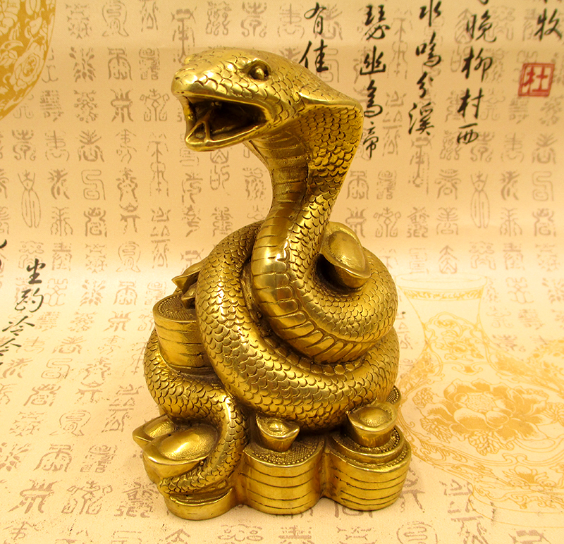 铜蛇摆件招财元宝眼镜蛇十二生肖蛇金蛇工艺礼品家居客厅玄关装饰