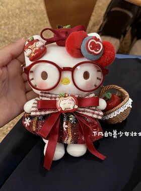 日本官方正品正版旗舰包挂件卡通kt圣诞平安夜苹果凯蒂猫玩偶挂饰