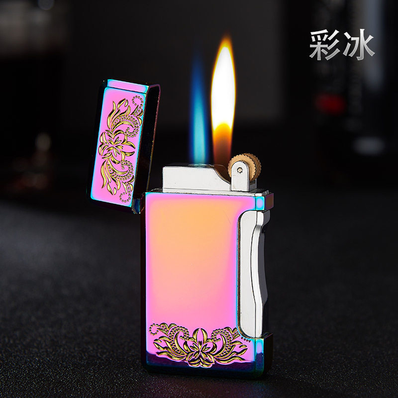 刘艳平PL168/178个性可变双火砂轮明火侧压直冲打火机创意DIY定制