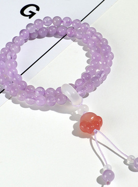 盐源玛瑙猫爪薰衣草紫水晶串珠手链女小众高级感海蓝宝粉晶手串
