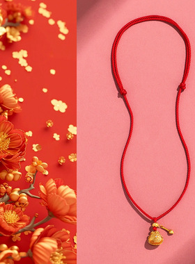 新中式精美黄金色木鱼吊坠项链男女小众高级感百搭项饰饰品