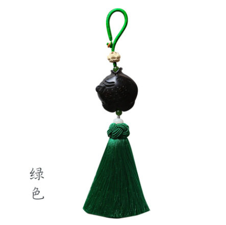 中国风流苏包包挂饰配件后视镜挂件黑檀木吉祥福鱼文艺创意礼品女