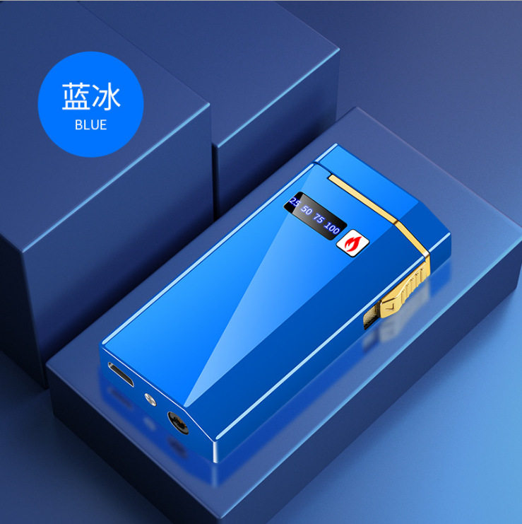 跨境创意个性礼品打火机电弧直冲充电防风数显气电双用打火机