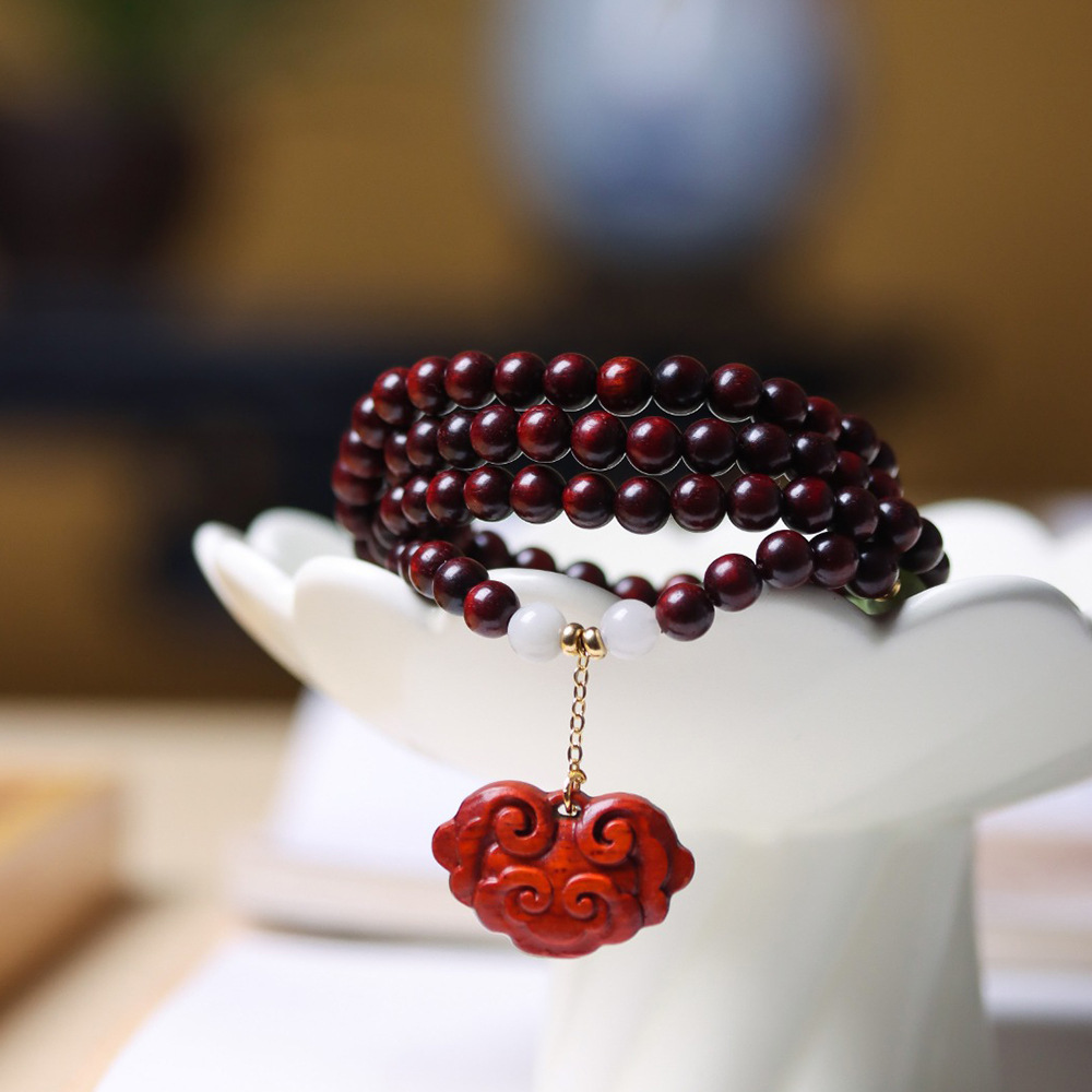 紫檀手串108颗DIY毛衣链古风首饰搭配6mm多圈佛珠念珠赞比亚紫檀