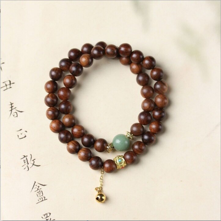 黑花梨搭菩提猫咪星月双圈手串手链女款森系念珠男款文玩佛珠手持