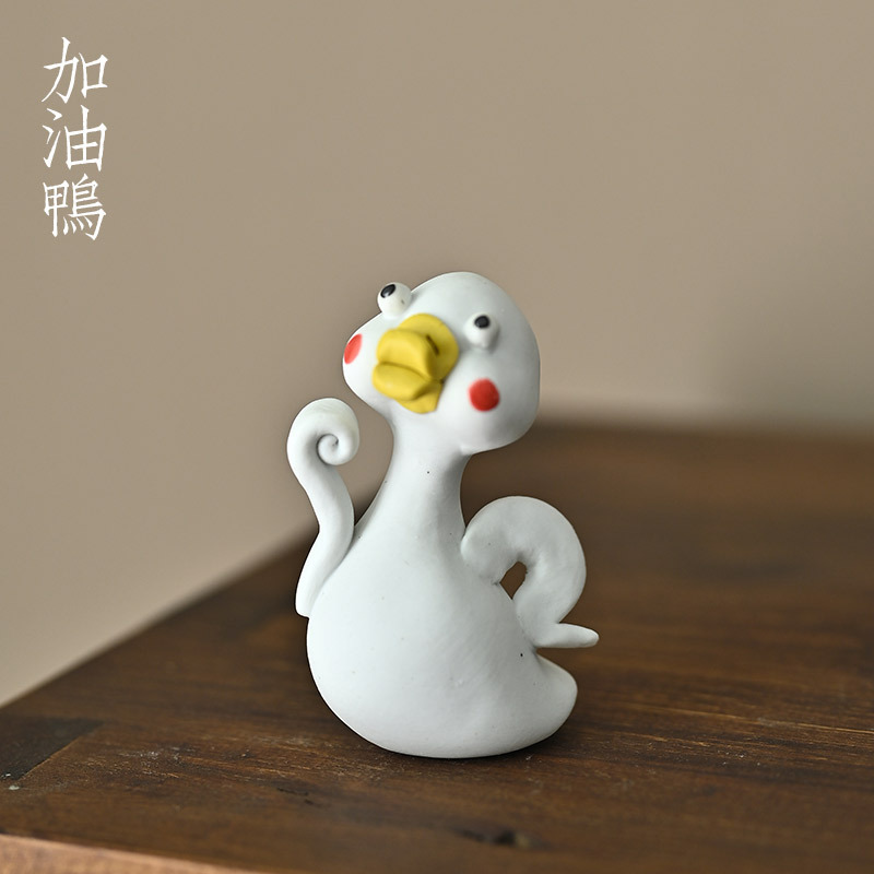 景德镇手捏陶瓷侠客鸭大侠鸭小摆件茶宠香插伴手礼加油鸭