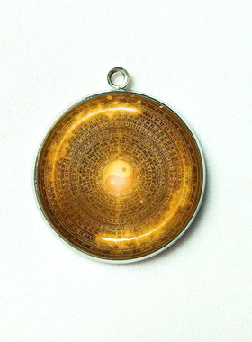 双面】金光太极八卦吊坠合金DIY时光宝石玻璃贴片男女项链合金吊