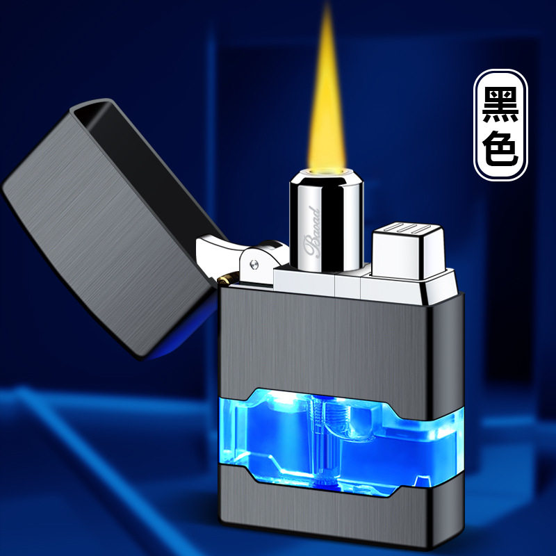 带灯创意个性潮直冲防风按压充气打火机激光礼品欧保917