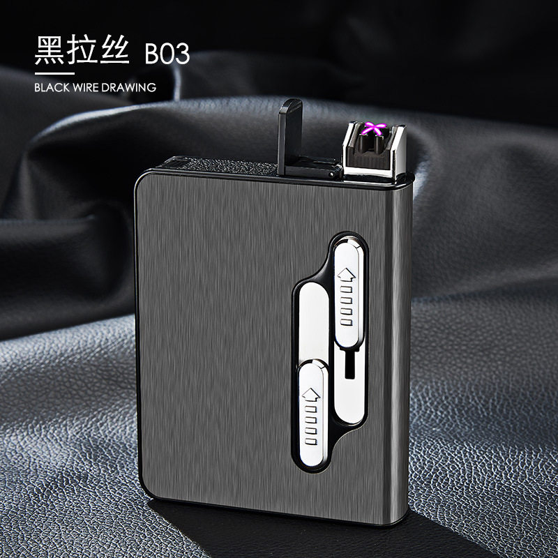 12只装全自动烟盒打火机B03多功能脉冲双电弧点烟器跨境定制