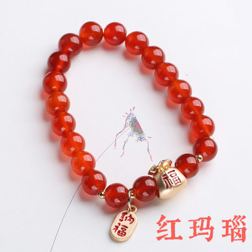 天然红玛瑙手链串珠女轻奢感新中式文玩佛珠手饰手串爆款