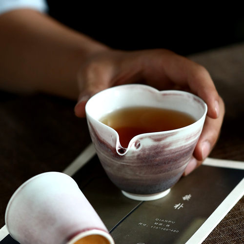 晴先生原矿溪红釉公道杯开片可养手拉坯桃红陶瓷分茶器功夫茶具