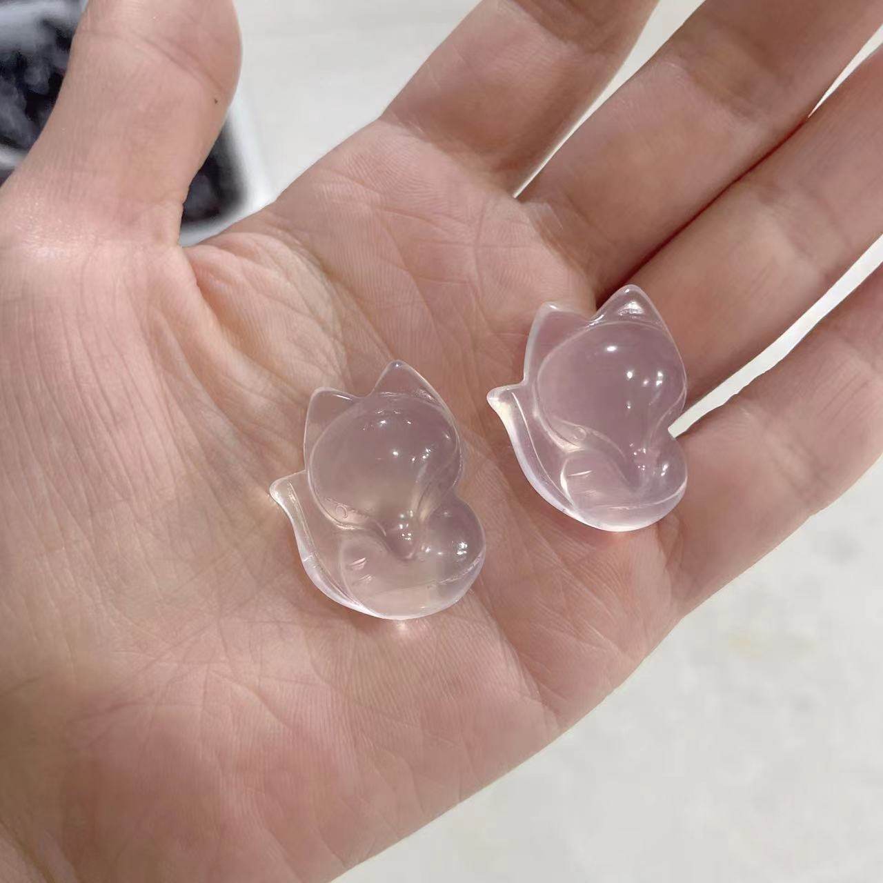 巴西粉晶狐狸吊坠女冰粉晶灵狐开运项链首饰