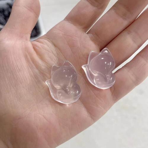 巴西粉晶狐狸吊坠女冰粉晶灵狐开运项链首饰