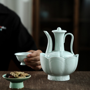 家用白酒分酒器烫酒壶温酒壶白黄酒陶瓷酒具 景德镇温酒器老式