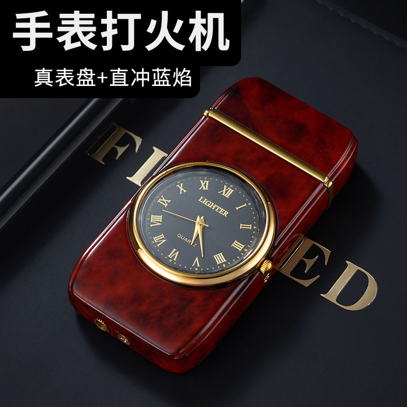 HF607带灯手表充气防风直冲打火机 创意多功能大火力雪茄火机