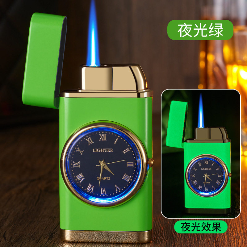 创意电子夜光手表打火机金属直冲防风打火机DIY个签广告HF602