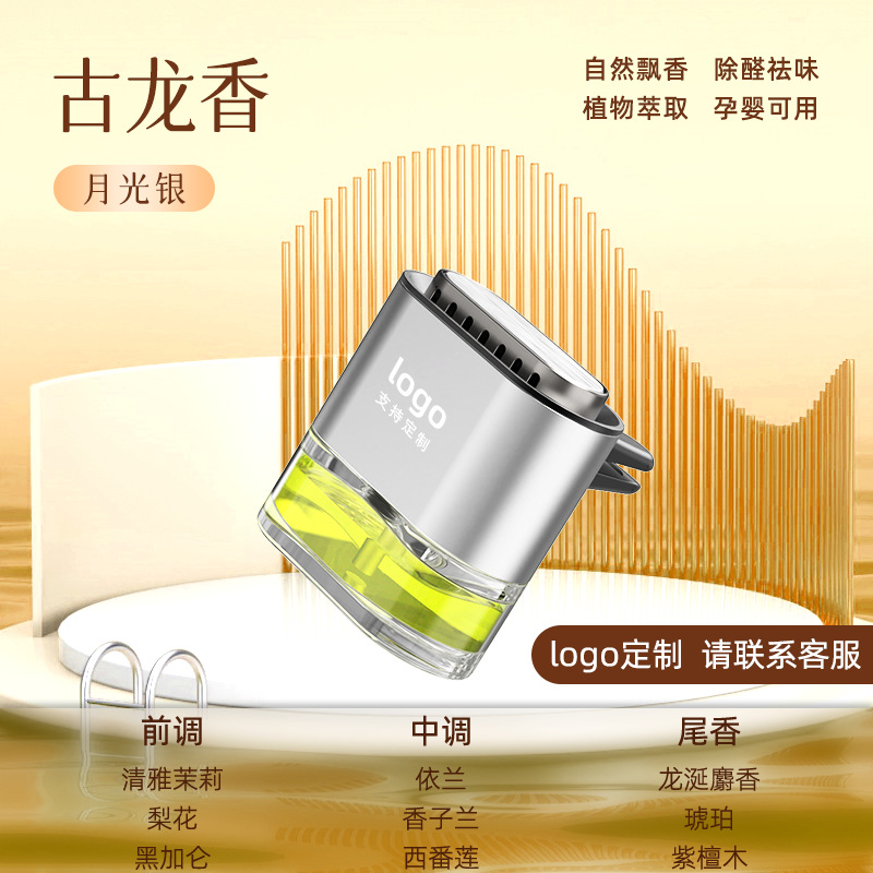 车载香薰汽车出风口夹香水铝合金按压控香香熏除臭剂香氛内饰用品