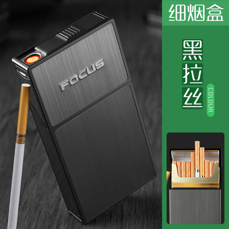 防水抗压细支烟盒便携点烟器20只装烟盒可换钨丝打火机跨境