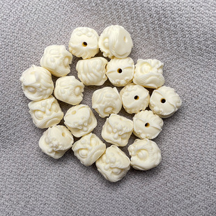 象牙果醒狮配珠家品配饰雕刻菩提果混色佛珠手串手链配件小件