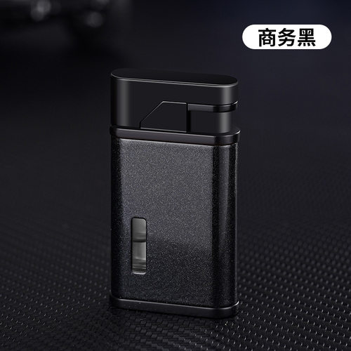 欧保923超薄珠光烤漆金属直冲充气防风红焰可视透明气窗打火机