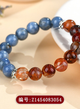 2025新爆款小红书哪吒2蓝晶石红胶花手链冰与火原创手串饰品