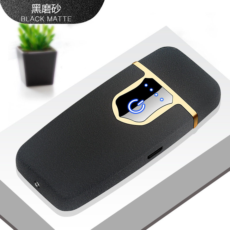 712新款指纹触摸充电打火机个性礼品diy定制双面usb点烟器