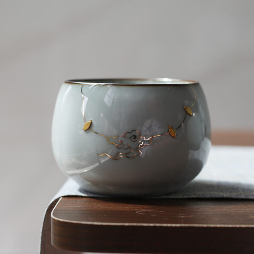 官窑主人杯个人专用茶杯单杯茶盏陶瓷茶杯茶具碗杯品茗杯锔钉瓷杯