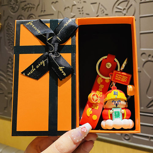 创意卡通幸运小财神钥匙扣喜庆汽车链公仔书包挂件情侣小礼品