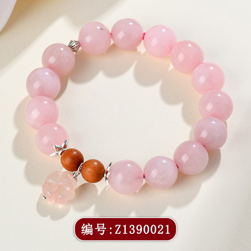 天然水晶粉晶大颗粒单圈手链马粉小花清新桃粉色女款手串饰品