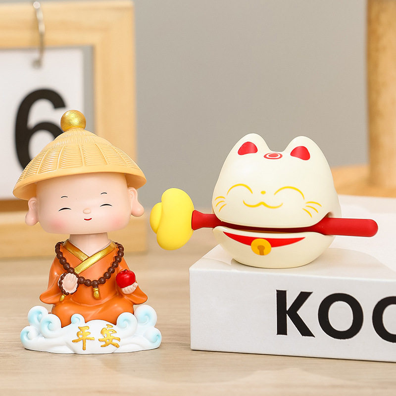 蕊杰解压公仔静心摆件卡通公仔情绪释放淡定祥云和尚桌面装饰品新